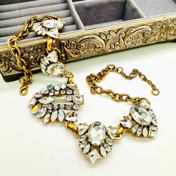 🔥 Vintage J. Crew Crystal Statement Necklace - Picture 3 of 16